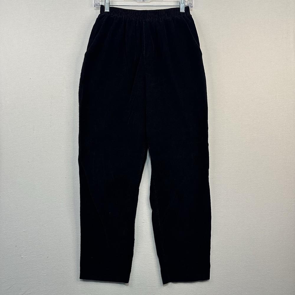 Briggs New York Women's Sz 12 Pull on Black Elastic Corduroy Pants Mom Pockets
